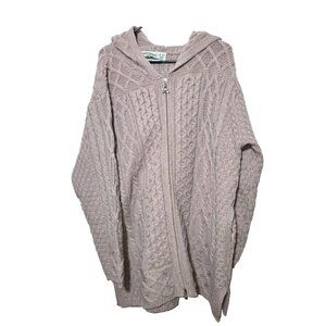 Aran Crafts Ireland Merino Wool Cardigan XL Celtic Knot Fisherman Jumper Beige